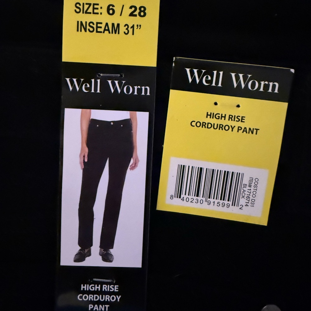 Well Worn Women's High Rise Black Corduroy Pants